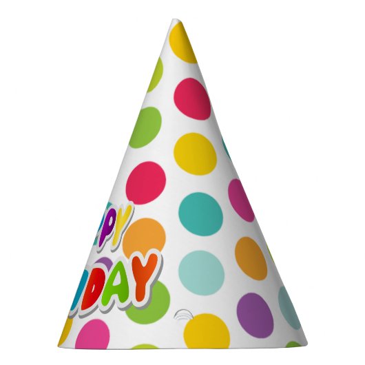 Bunter Geburtstag mit Polka-Dots Partyhütchen (Rechts)