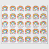 Bunter Geburtstags-Regenbogen-personalisierte Geschenkpapier (Flach)