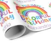 Bunter Geburtstags-Regenbogen-personalisierte Geschenkpapier (Rolleneckpunkt)