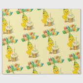 Bunter Geburtstagshähnchen-Cartoon Geschenkpapier (Flach)