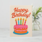 Bunter Geburtstagskuchen mit Kerzenschein (Stehend Vorderseite)