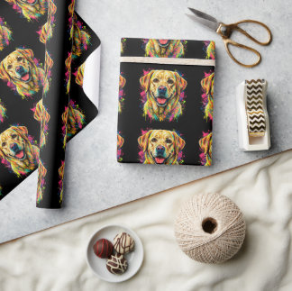 Bunter gelber Labrador Retriever Hund Geschenkpapier