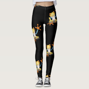 Bunter gelbes u. blaues Rot-mit Augen Baum-Frosch Leggings