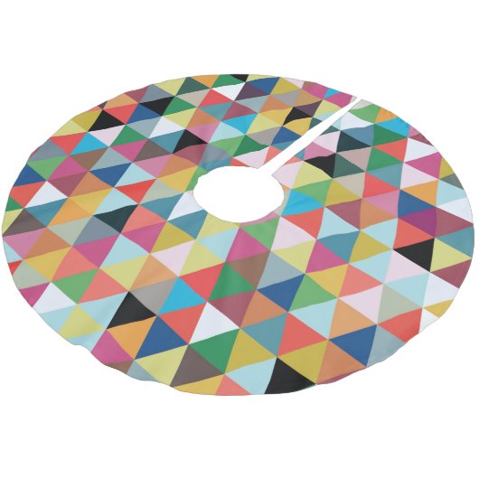 Bunter geometrischer gemusterter polyester weihnachtsbaumdecke (Schrägansicht)