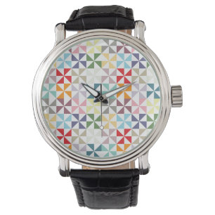 Bunter geometrischer Pinwheel Armbanduhr