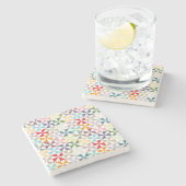 Bunter geometrischer Pinwheel Steinuntersetzer (Seitenansicht)