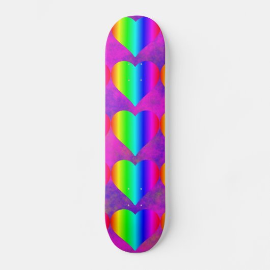 Bunter Girly Regenbogen-Herz-Spaß-jugendlich Skateboard (Vorderseite)