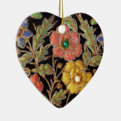 Bunter Glasperlen-Vintager Blumenentwurf Keramikornament (Rechts)