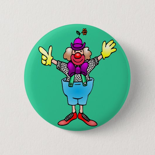 Bunter glücklicher Clown Button (Vorderseite)