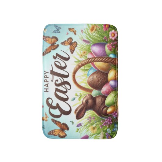 Bunter, glücklicher Osterkorb mit Eiern Badematte (Vorderseite Vertikal)