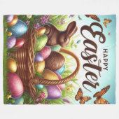 Bunter, glücklicher Osterkorb mit Eiern Fleecedecke (Vorderseite (Horizontal))