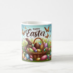 Bunter, glücklicher Osterkorb mit Eiern Kaffeetasse