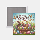 Bunter, glücklicher Osterkorb mit Eiern Magnet (Vorderseite/Rückseite)