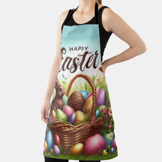 Bunter, glücklicher Osterkorb mit Eiern Schürze (InSitu)