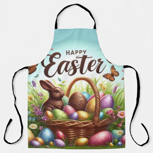 Bunter, glücklicher Osterkorb mit Eiern Schürze (Vorderseite)