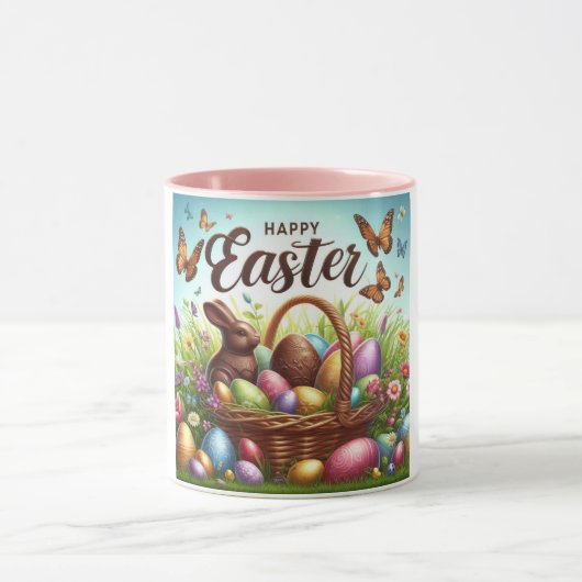 Bunter, glücklicher Osterkorb mit Eiern Tasse (Zentrum)