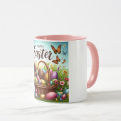 Bunter, glücklicher Osterkorb mit Eiern Tasse (VorderseiteRechts)