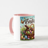 Bunter, glücklicher Osterkorb mit Eiern Tasse (Vorderseite Links)