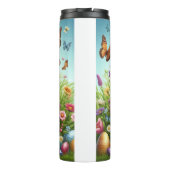 Bunter, glücklicher Osterkorb mit Eiern Thermosbecher (Rückseite)