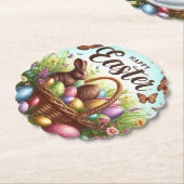 Bunter, glücklicher Osterkorb mit Eiern Untersetzer (angewinkelt)