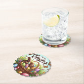 Bunter, glücklicher Osterkorb mit Eiern Untersetzer (Vor Ort)