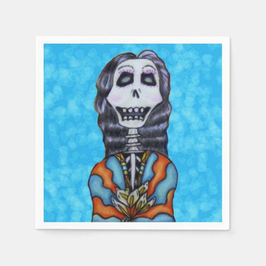 Bunter Glückstag des toten Skeletts Serviette (Vorderseite)