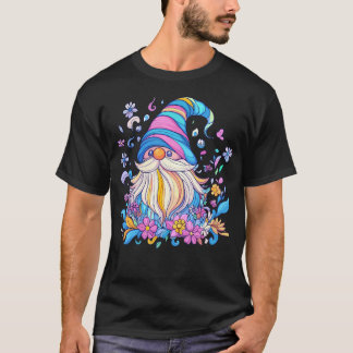 Bunter Gnom im Blumengarten T-Shirt