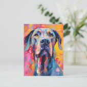 Bunter Great Dane Postkarte (Stehend Vorderseite)