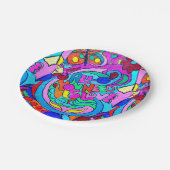 bunter groovy Frieden und Liebe Pappteller (Schrägansicht)