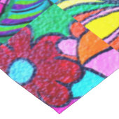 bunter groovy Frieden und Liebe Tischdecke (Schrägansicht)