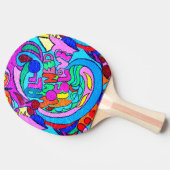 bunter groovy Frieden und Liebe Tischtennis Schläger (Seitenansicht)