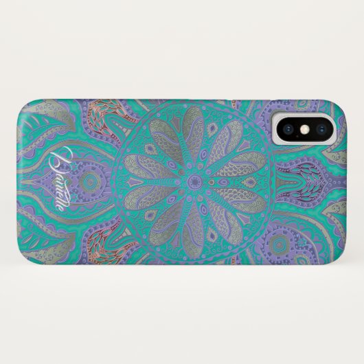 Bunter grüner lila GoldMandala iPhone X Kasten Case-Mate iPhone Hülle (Rückseite (Horizontal))