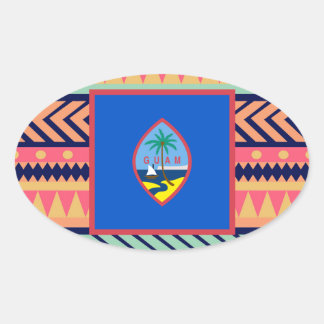 Bunter Guam-Flaggen-Kasten Ovaler Aufkleber