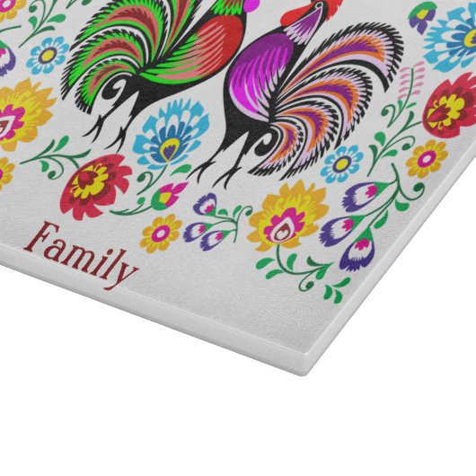 Bunter Hahn Americana Schneidebrett (Ecke)