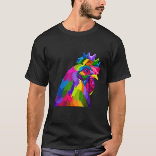 Bunter Hahn Huhn T-Shirt (Vorderseite)