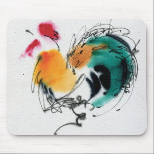 Bunter Hahn. Kalligraphie und Watercolor. Mousepad