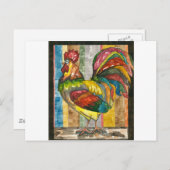 bunter Hahn Postkarte (Vorne/Hinten)