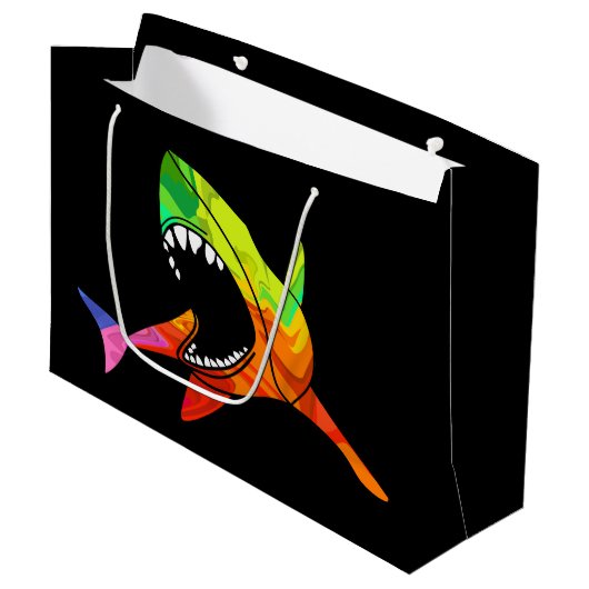 Bunter Hai Große Geschenktüte (Vorderseite Schrägansicht)