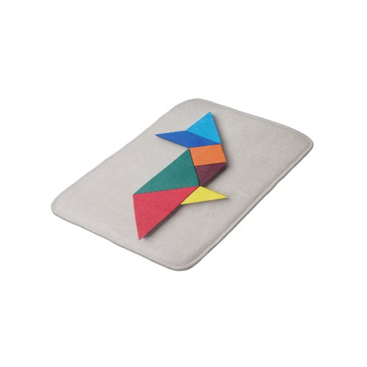 Bunter Haifisch Tangram Badematte (Schrägansicht)