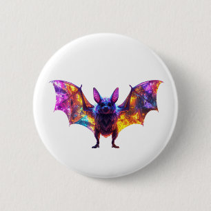 Bunter Halloween-Fledermaus Button