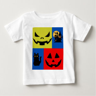 Bunter Halloween-Kürbis, Schwarze Katze Baby T-shirt
