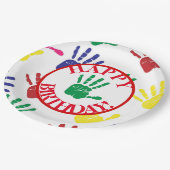 Bunter Handdruck-fünftes Geburtstags-Party Pappteller (Schrägansicht)