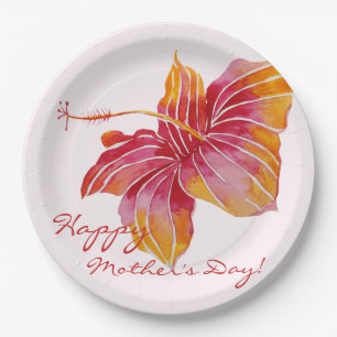 Bunter hawaiischer Blumenpapier-Teller der mutter Pappteller