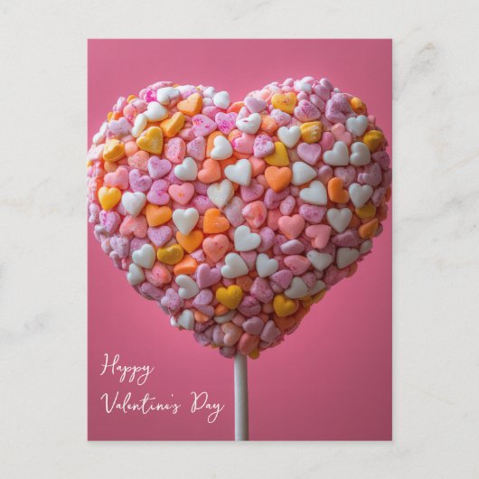 Bunter Herz Cake Pop Valentinstag Postkarte (Vorderseite)