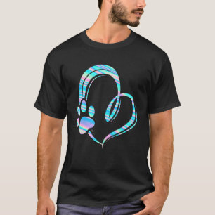 Bunter Herz Pfote Hund T-Shirt