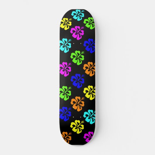 Bunter Hibiskus Skateboard (Vorderseite)