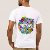 Bunter Hintergrund des Vietnam-Gekritzel-Hipsters T-Shirt (Rückseite)