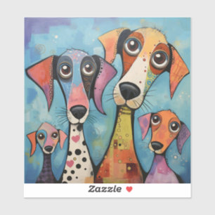 Bunter Hund Abstrakte Kunst Cartoon-Stil Aufkleber