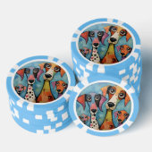 Bunter Hund Abstrakte Kunst Cartoon-Stil Pokerchips (Stapel)