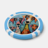 Bunter Hund Abstrakte Kunst Cartoon-Stil Pokerchips (Einzeln)
